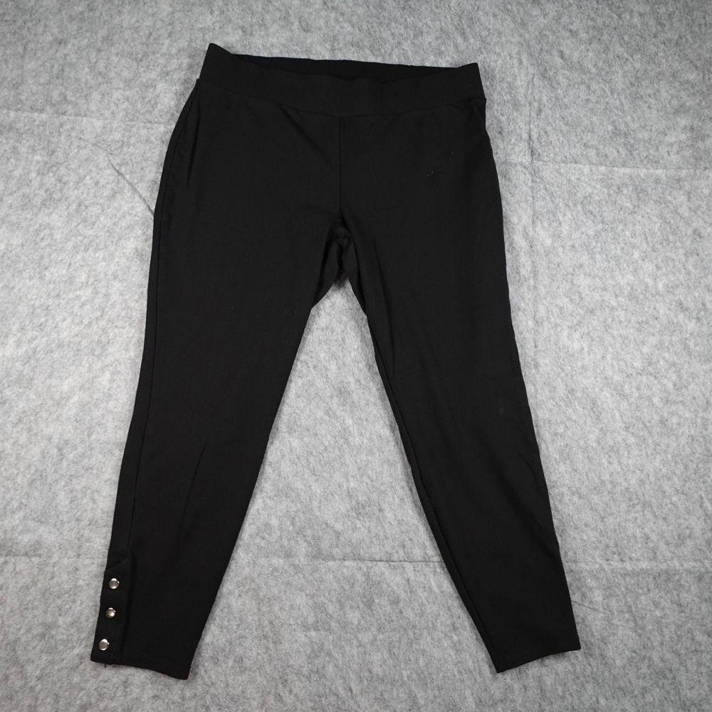 Torrid Pants Women 1X Black Ponte Knit Ankle Snap Button Detail Stretch Work